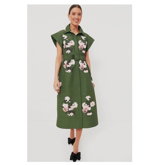 Tuckernuck | NEW Olive and Pressed Powder Floral Chloe Maxi Dress Size M - Picture 3 of 11